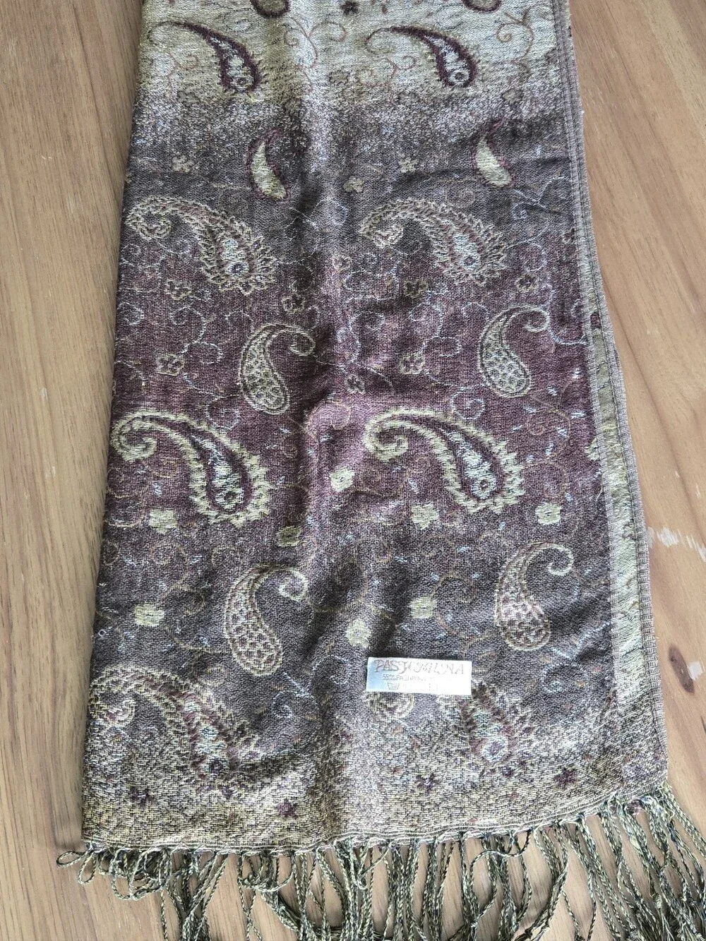 pashmina | one size | gold brown paisley scarf